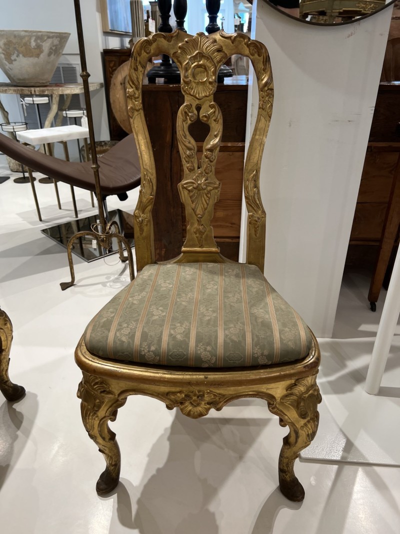 Set of 4 18c Italian Gilded Chairs from Lucca - Image 5