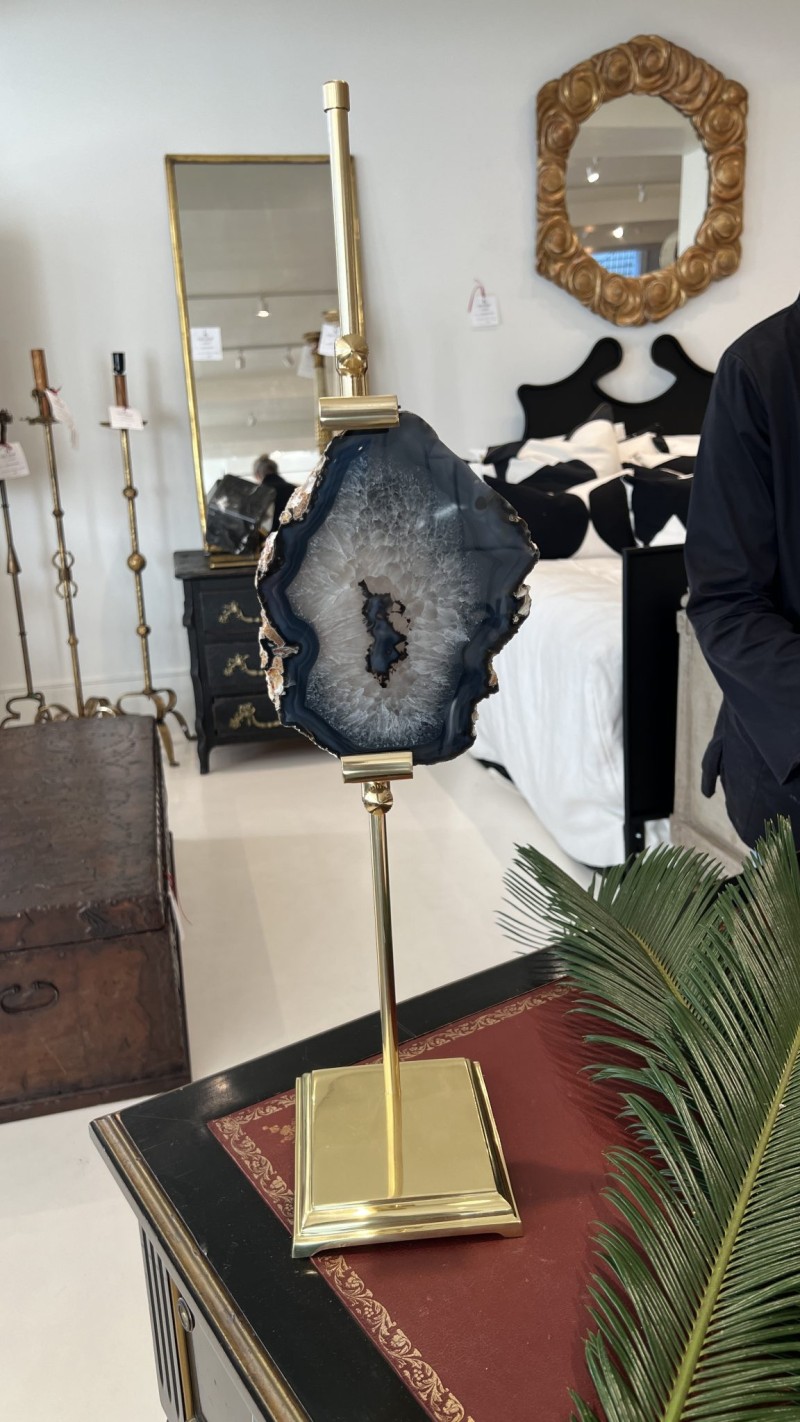 Agate Slab on Brass Stand - Image 2