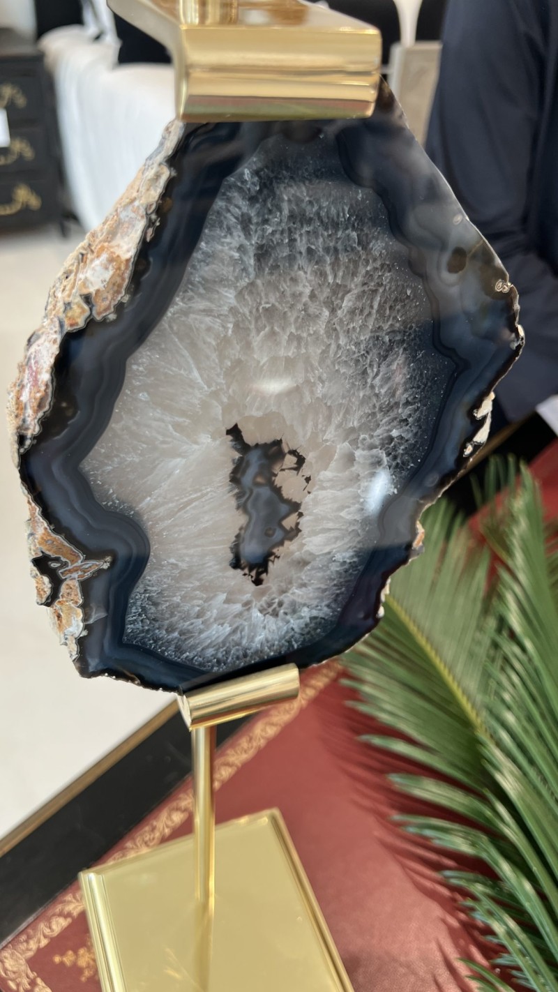 Agate Slab on Brass Stand - Image 3