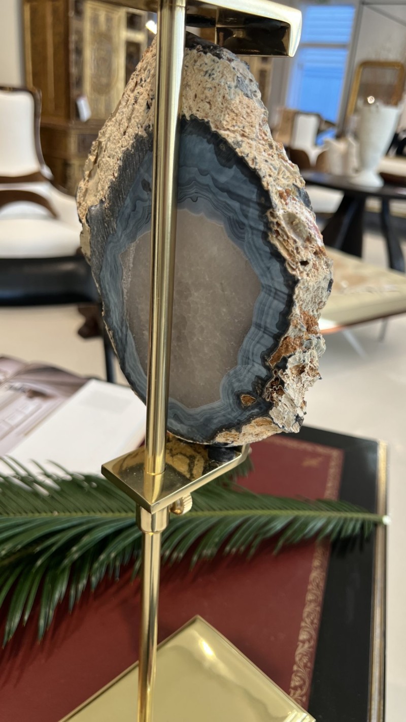 Agate Slab on Brass Stand - Image 4