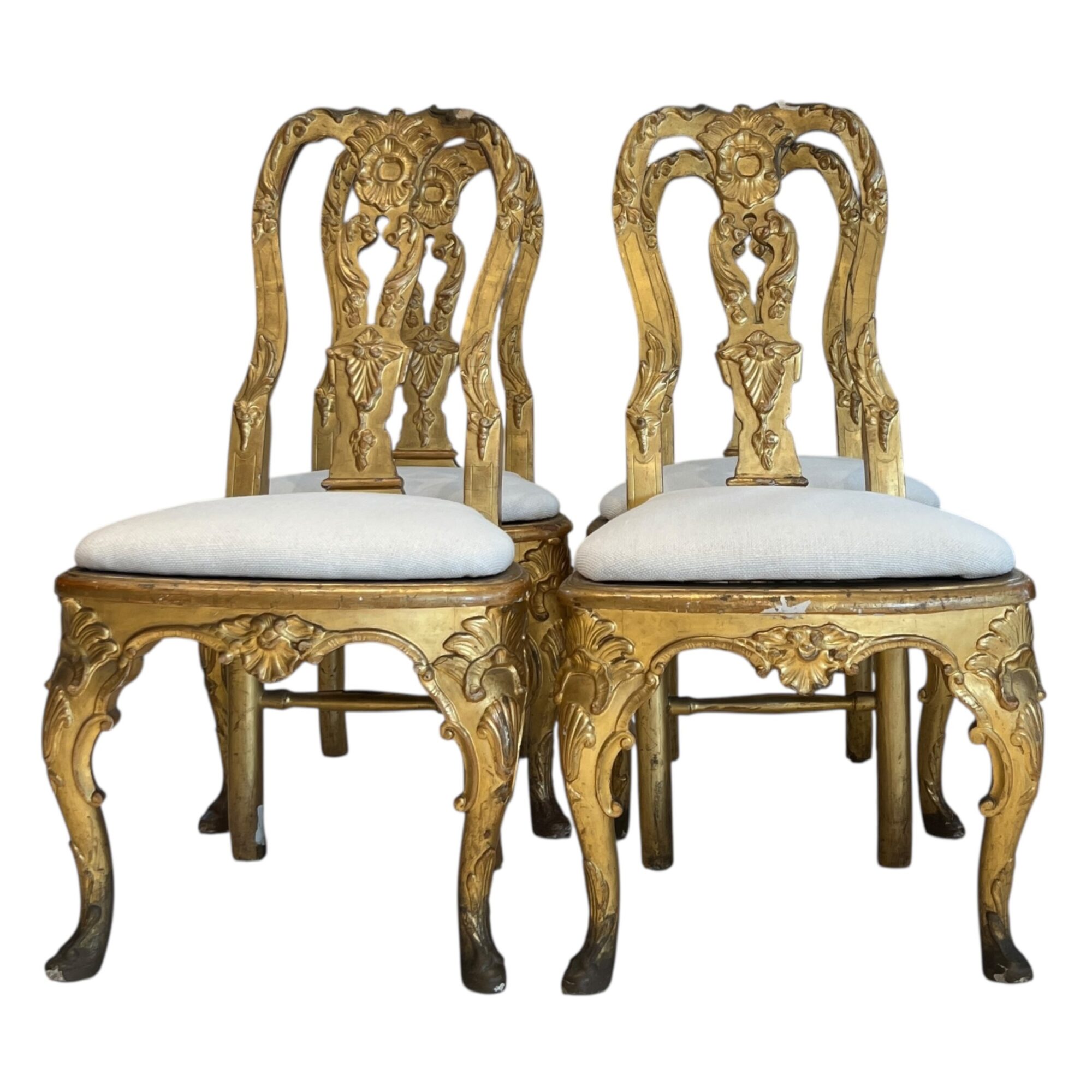 Set of 4 18c Italian Gilded Chairs from Lucca