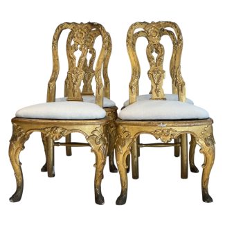 Set of 4 18c Italian Gilded Chairs from Lucca