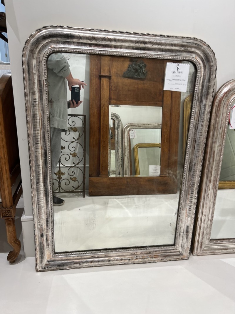 Large Louis Philippe Silver Mirror - Image 2