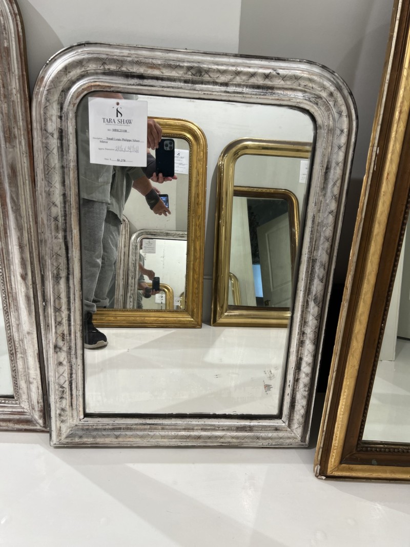 Small Louis Philippe Silver Mirror - Image 2