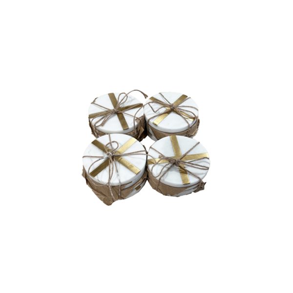 Glimmer Round Coaster Set - White/Gold