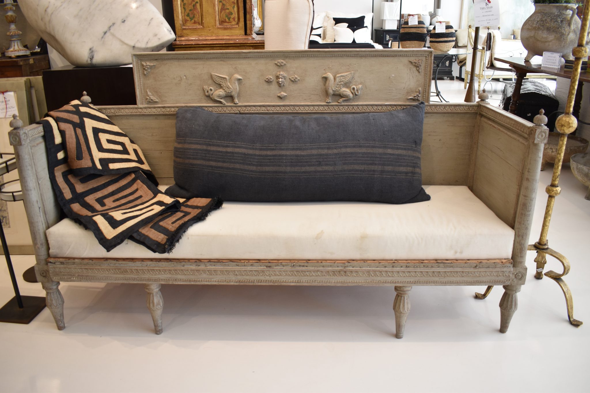 Swedish Bench with Neoclassical Carving - Image 2