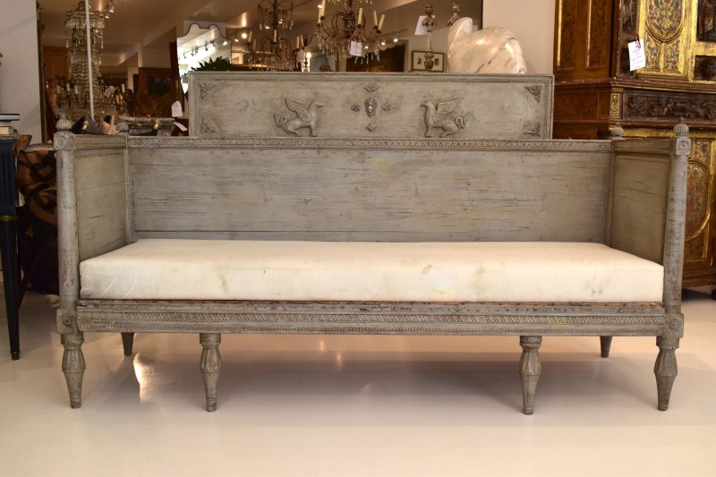 Swedish Bench with Neoclassical Carving - Image 12