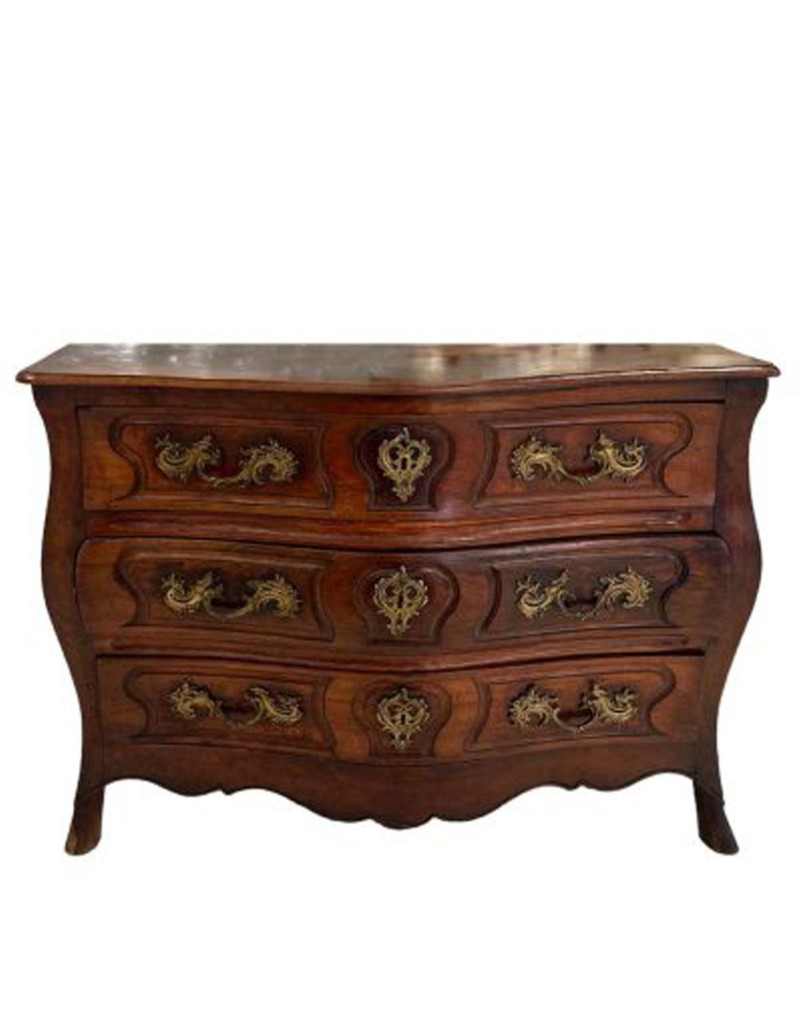 18th Century Louis XIV/XV Walnut Bombe Chest with Hoof Foot
