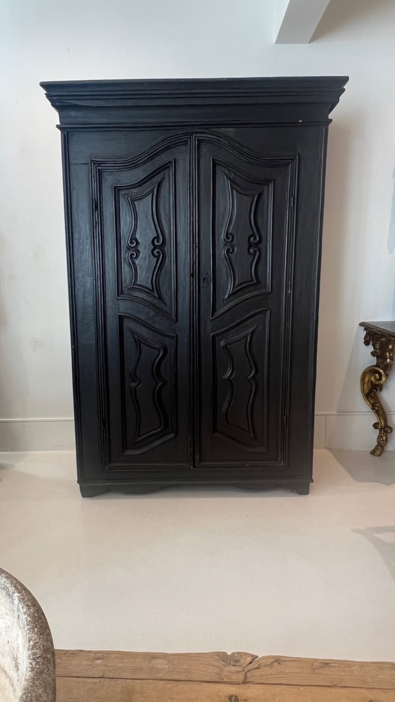 18th Century Italian Black Armoire - Image 2