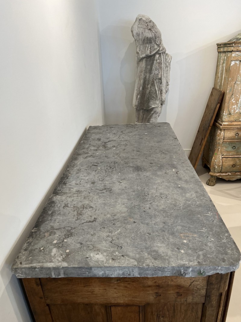 Transition Louis XIV Buffet with Belgian Blue Stone Top - Image 8