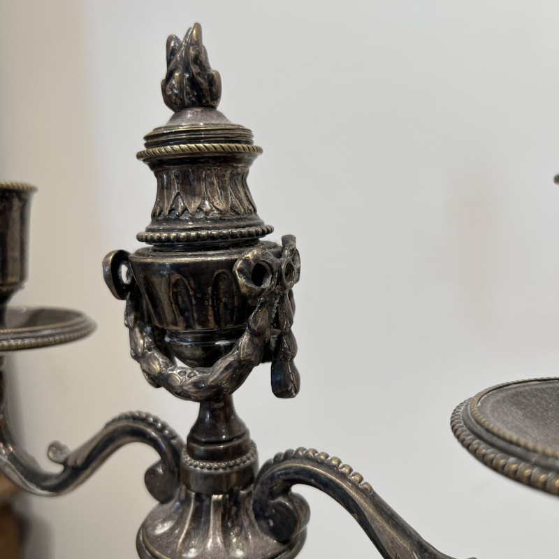 Pair Silver Double Candlesticks - Image 6