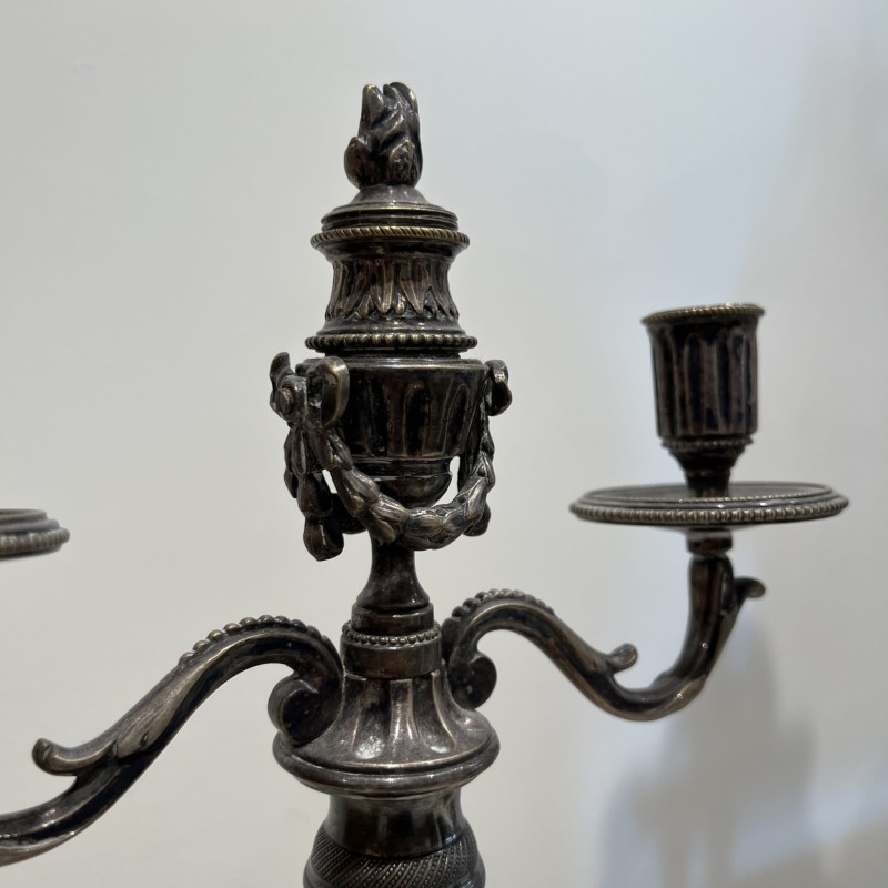 Pair Silver Double Candlesticks - Image 4