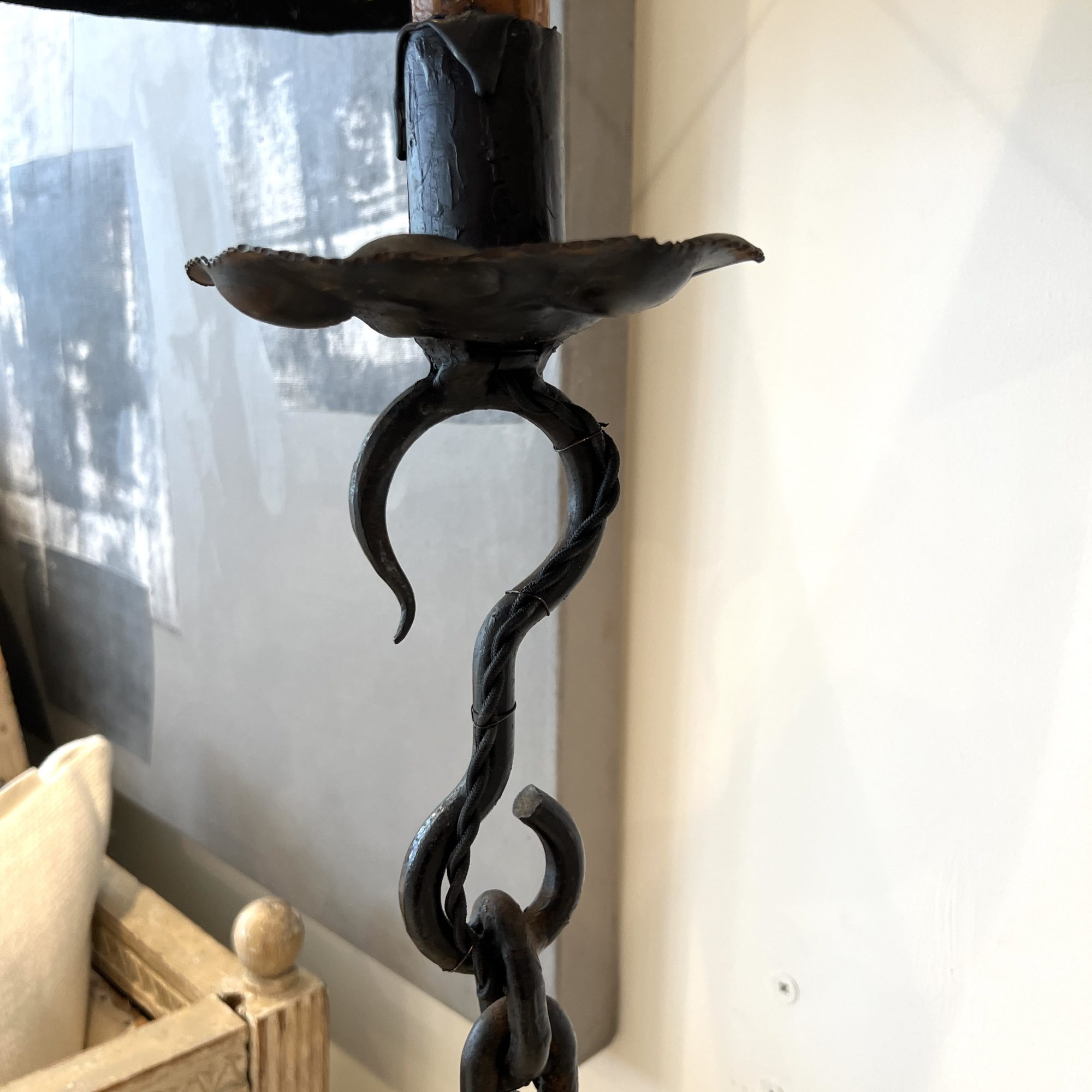 Vintage Black Chain Link Floor Lamp - Image 4