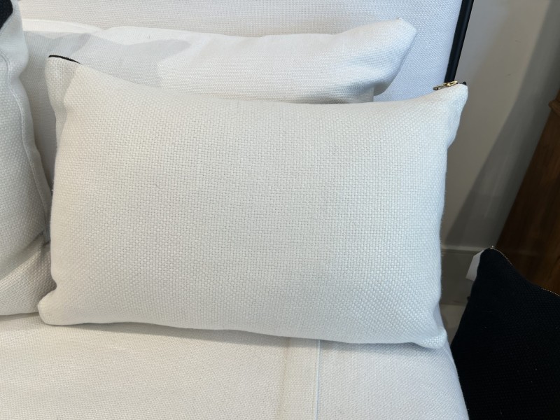 Heavy Black Belgian Linen on Oyster Pillow - Image 3