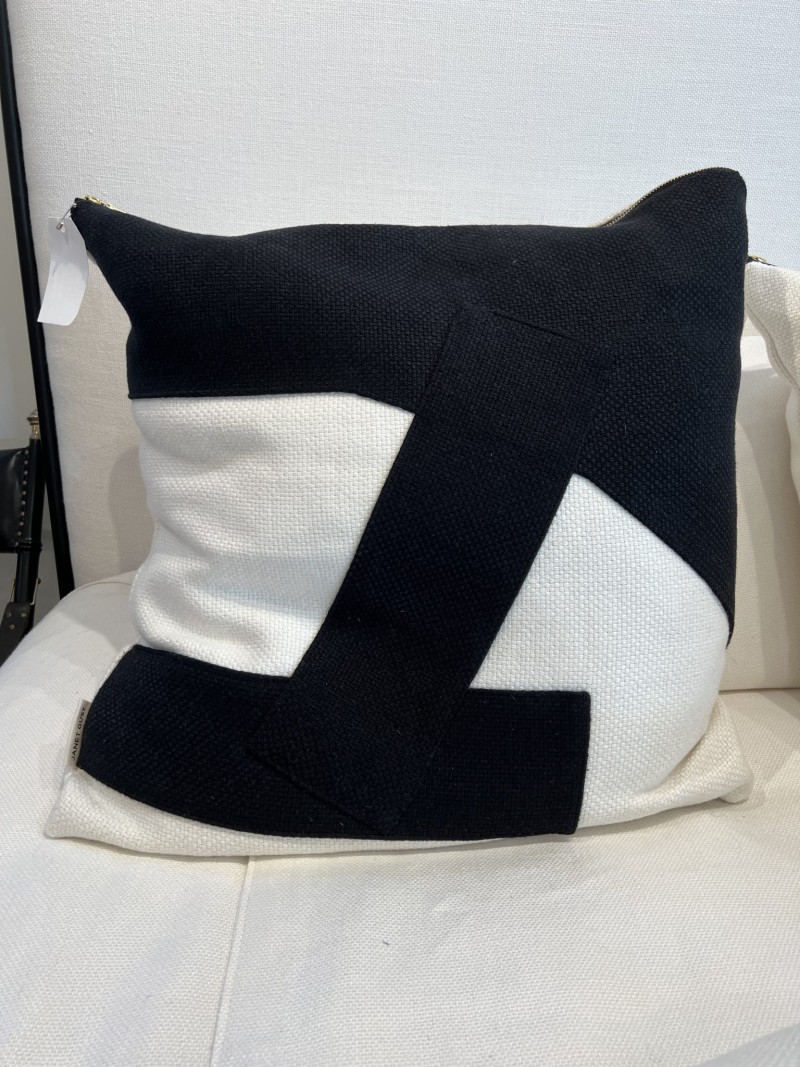 Heavy Black Belgian Linen on Oyster Pillow - Image 2