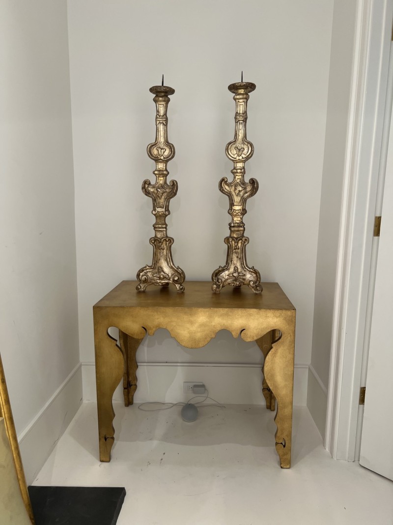 Pair Large Gold Candlesticks - Image 2