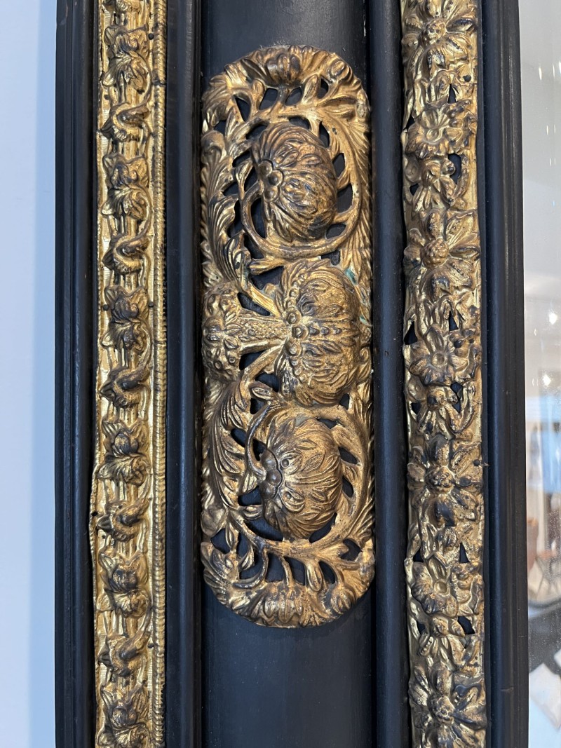 19c Spanish Napoleon III Black or Noir Mirror with Repousse Detail - Image 5