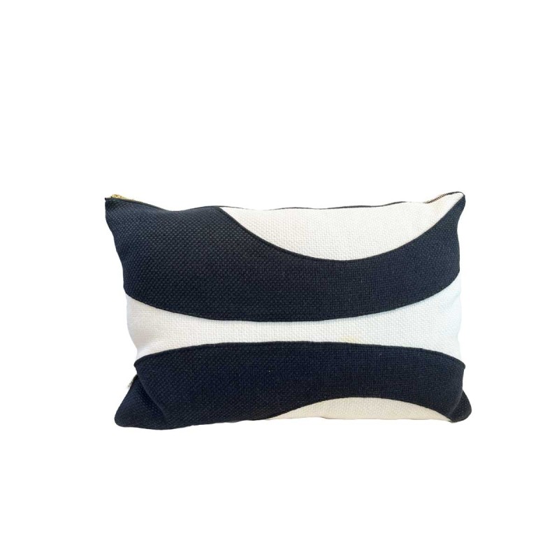 Heavy Black Belgian Linen on Oyster Pillow