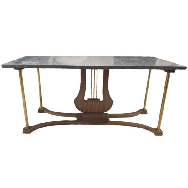 Lyre Coffee Table with Marble Top
