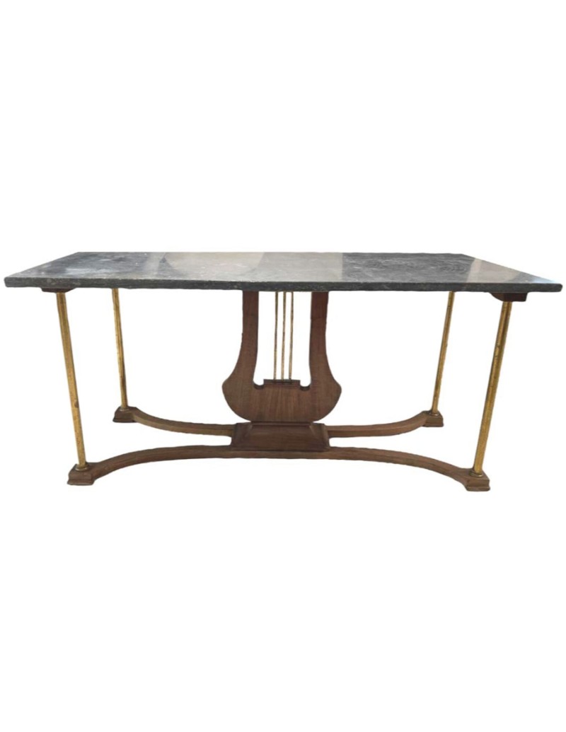 Lyre Coffee Table with Marble Top