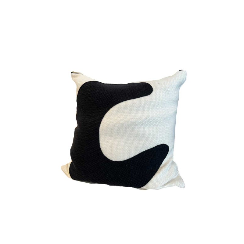 Heavy Black Belgian Linen on Oyster Pillow