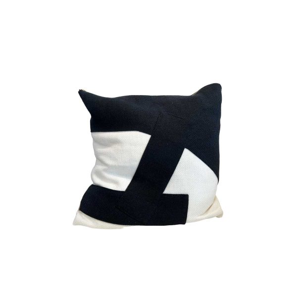 Heavy Black Belgian Linen on Oyster Pillow