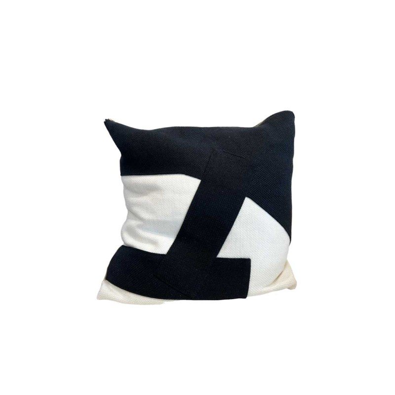 Heavy Black Belgian Linen on Oyster Pillow