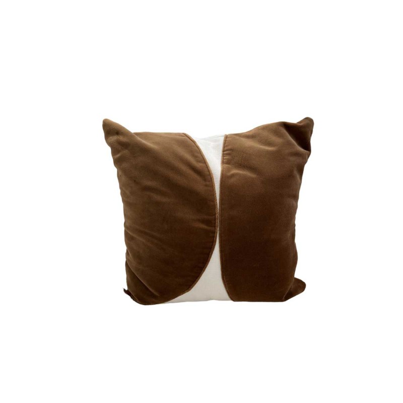 Brown Velvet on Oyster Linen Pillow
