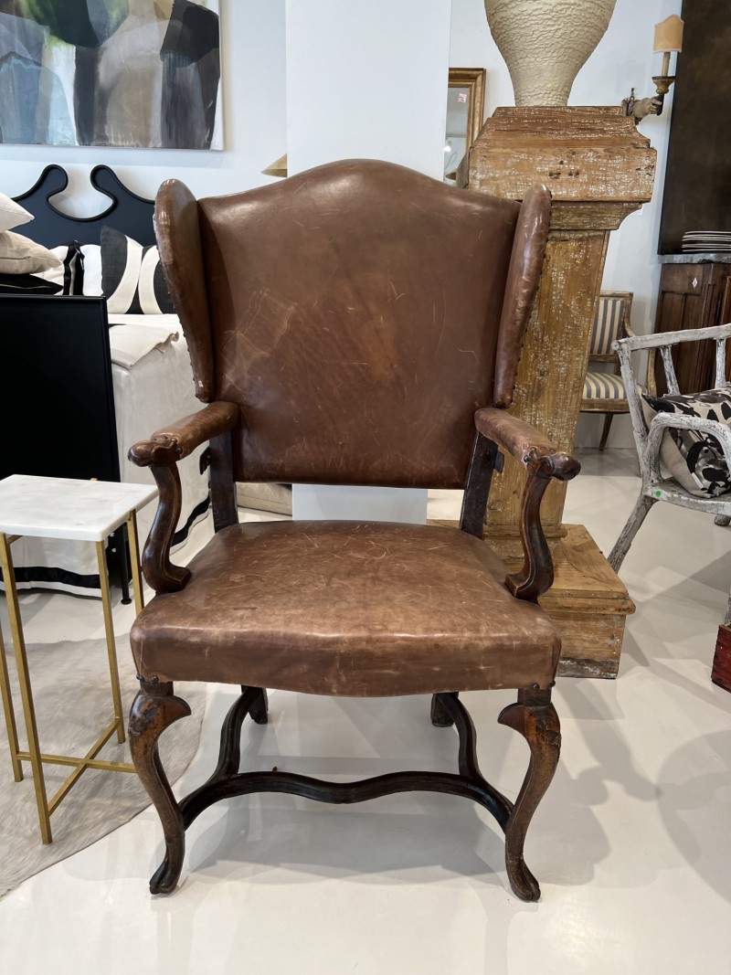 18th Century French Leather Reclining Chair - Image 2