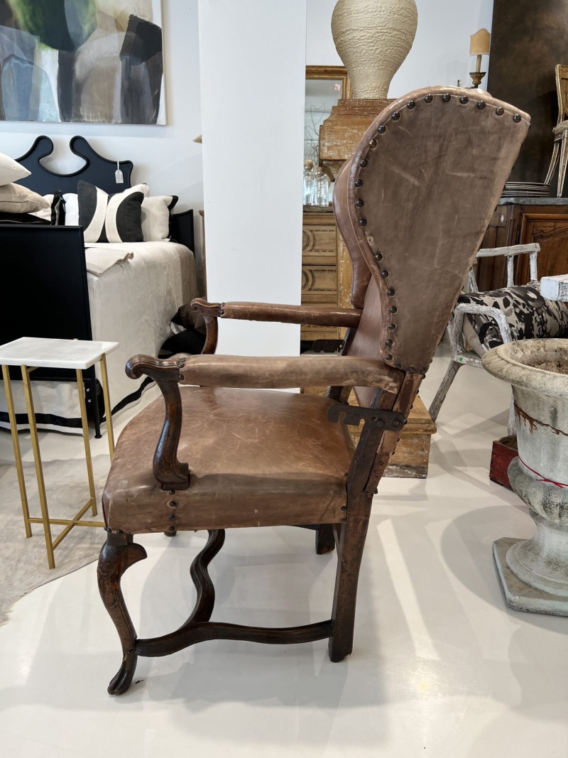 18th Century French Leather Reclining Chair - Image 3