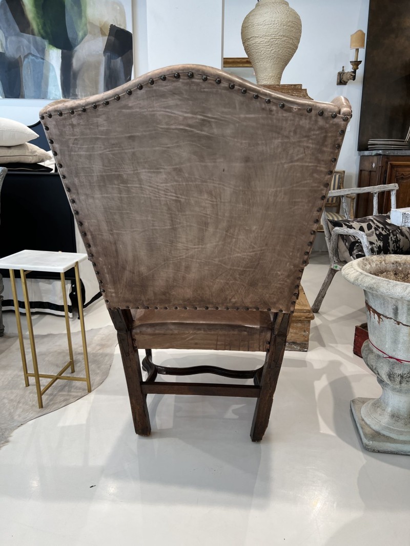 18th Century French Leather Reclining Chair - Image 4