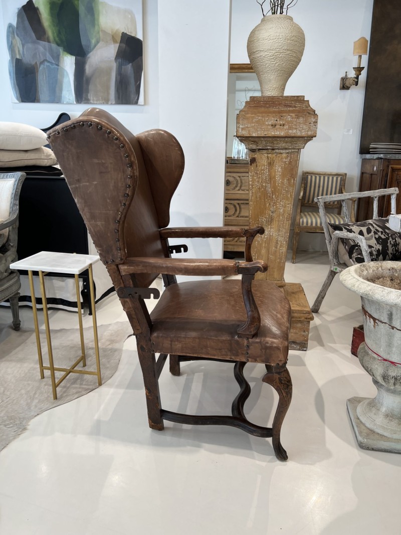 18th Century French Leather Reclining Chair - Image 5