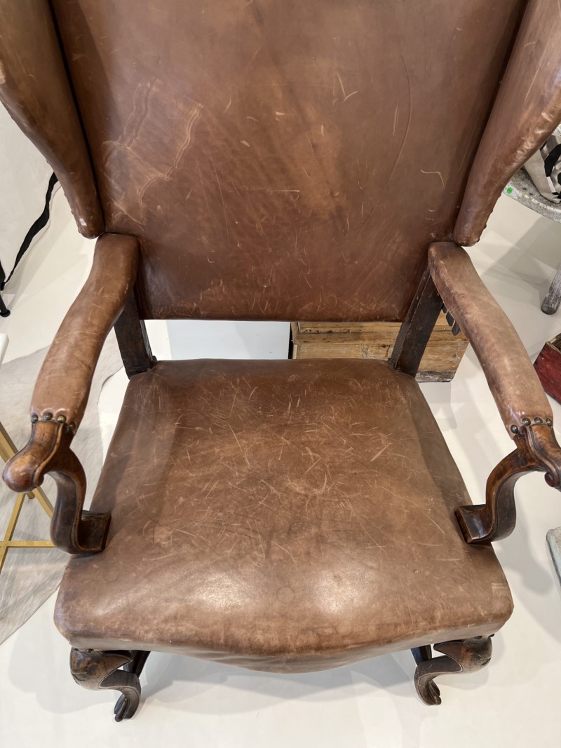 18th Century French Leather Reclining Chair - Image 6