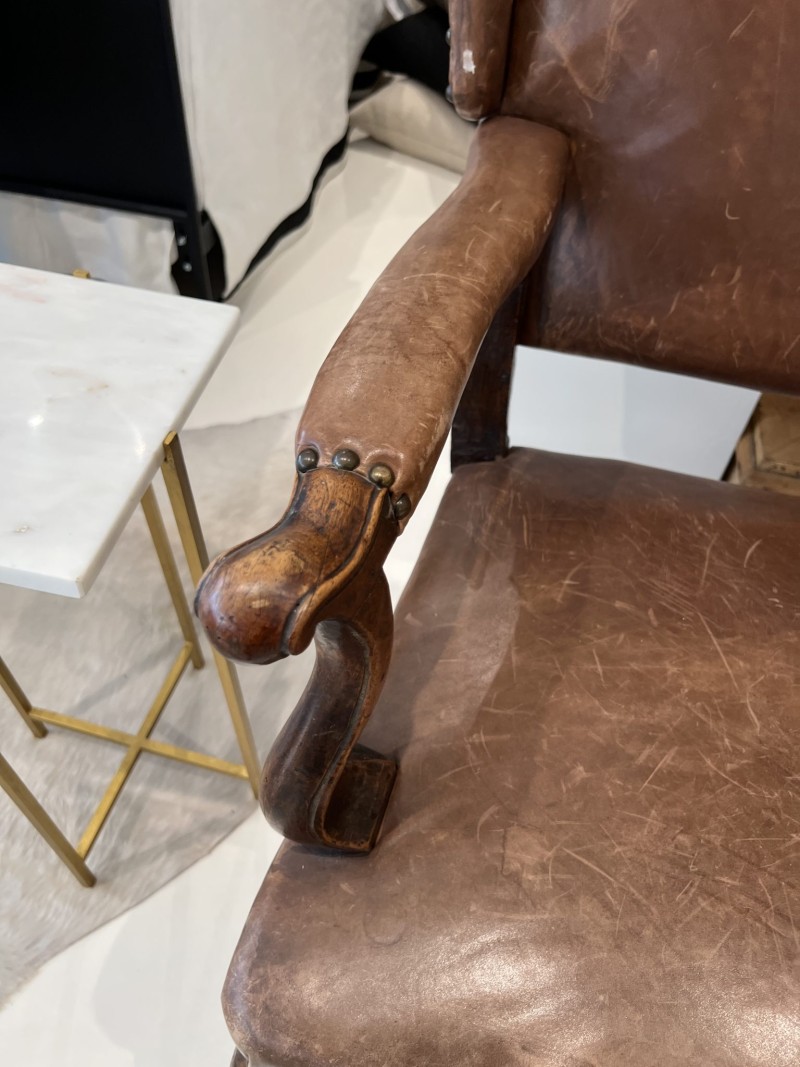 18th Century French Leather Reclining Chair - Image 7