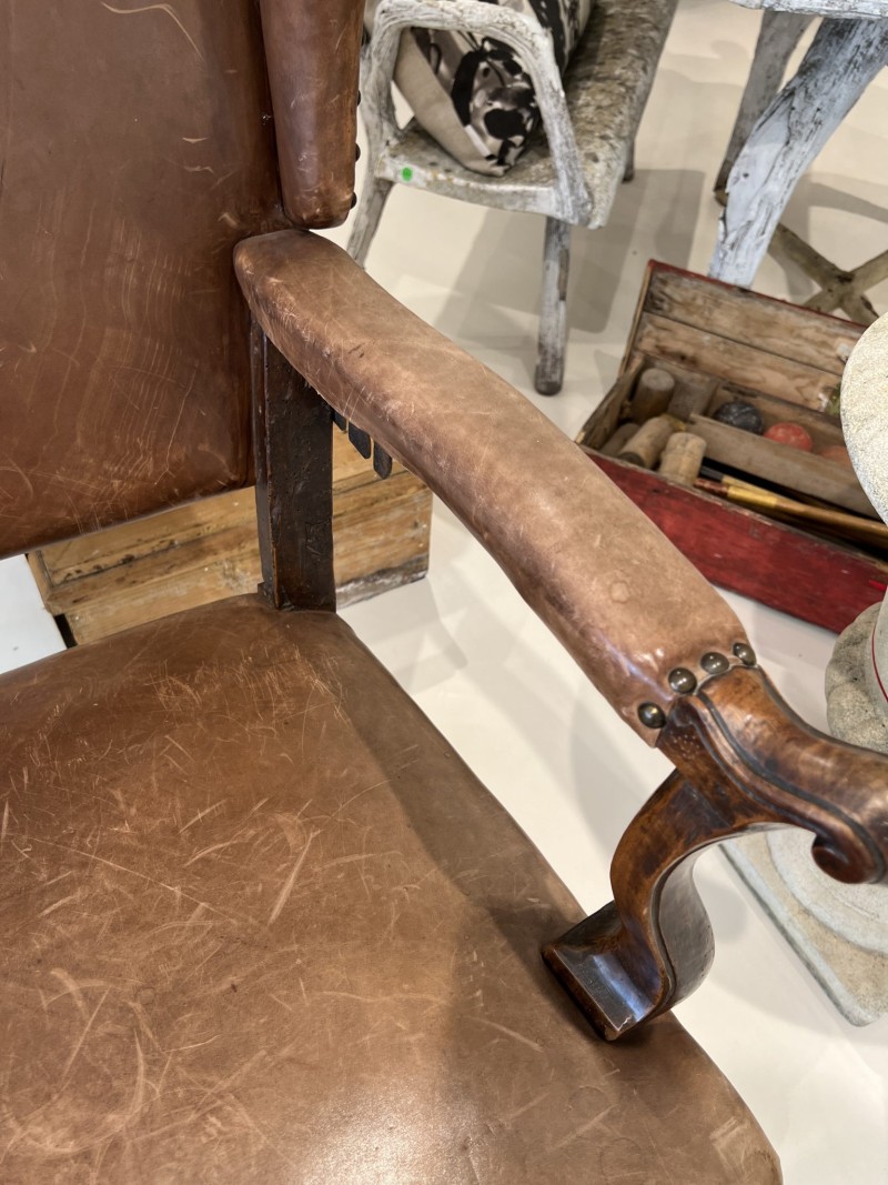 18th Century French Leather Reclining Chair - Image 8