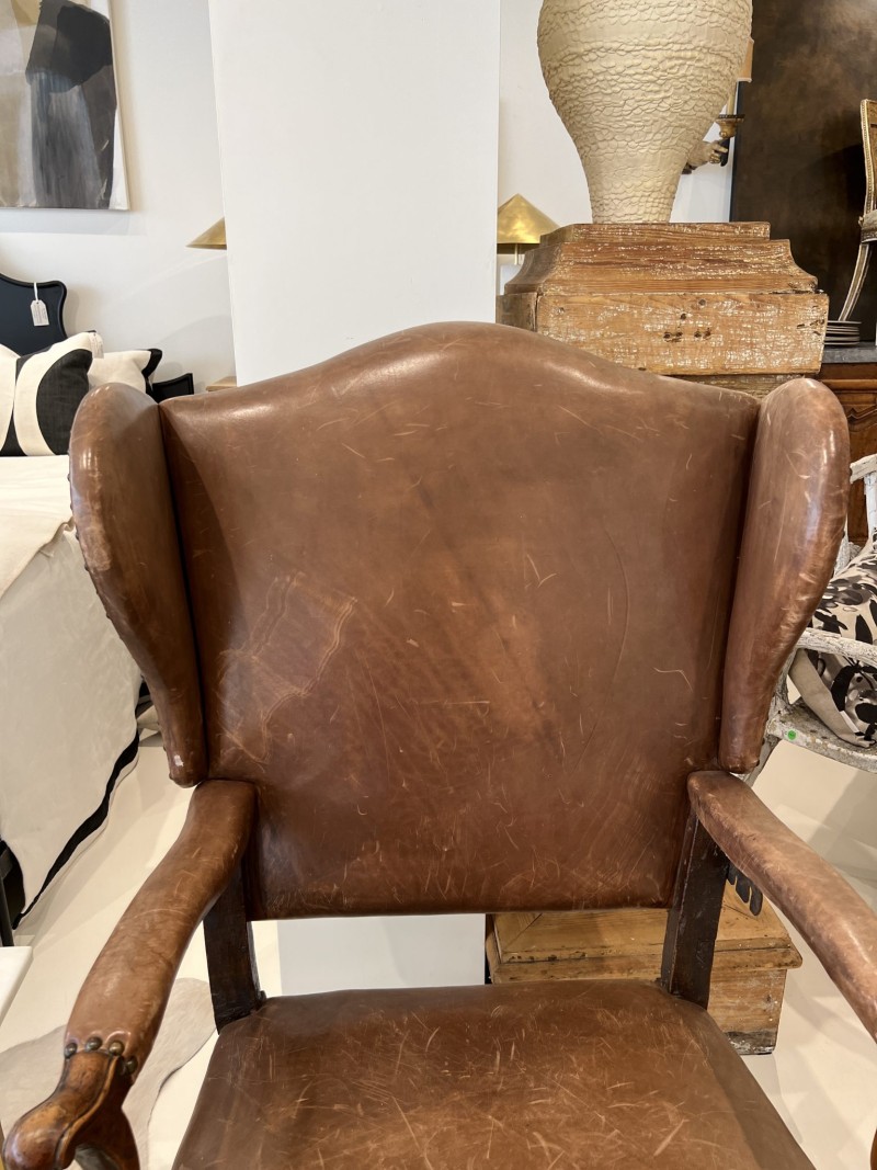 18th Century French Leather Reclining Chair - Image 9