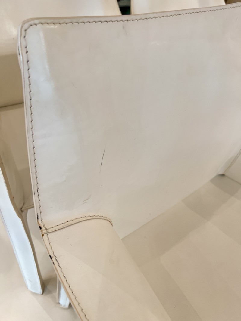 Set of Four White Leather Cab Armchairs by Cassina - Image 6