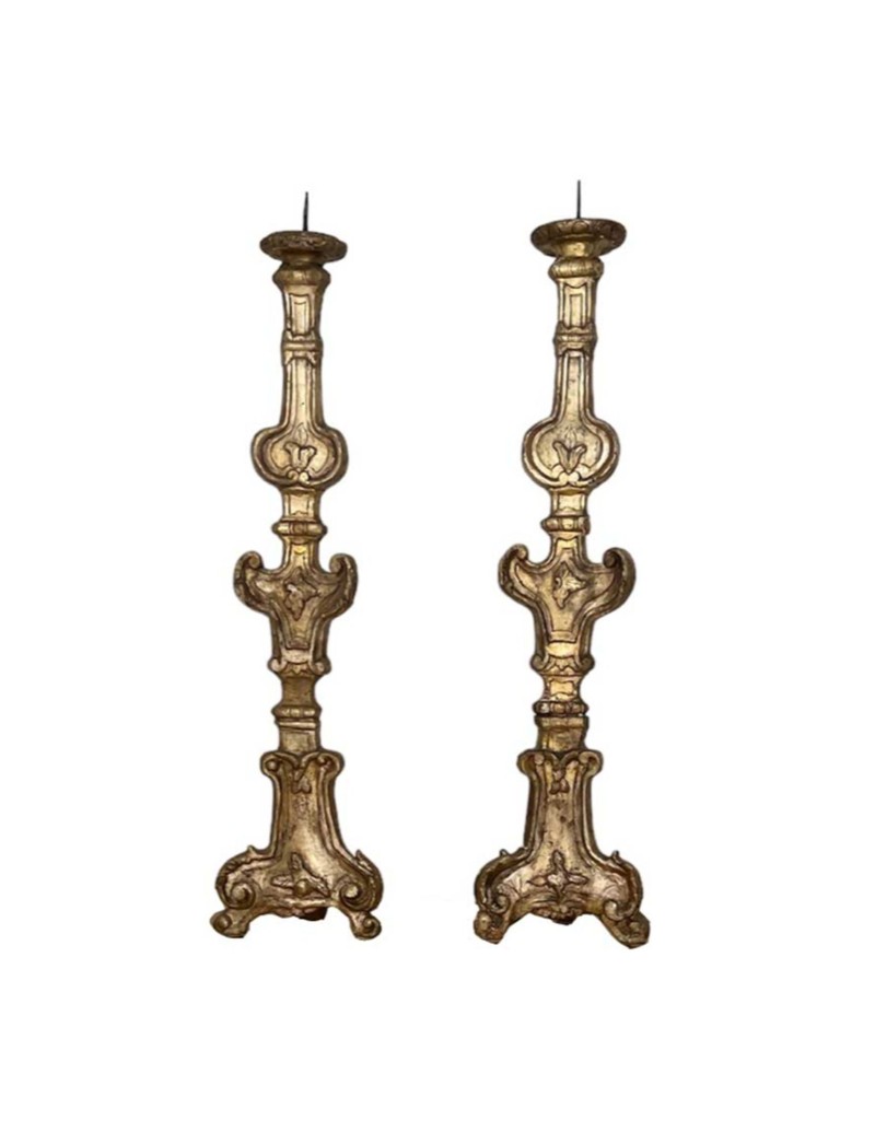 Pair Large Gold Candlesticks
