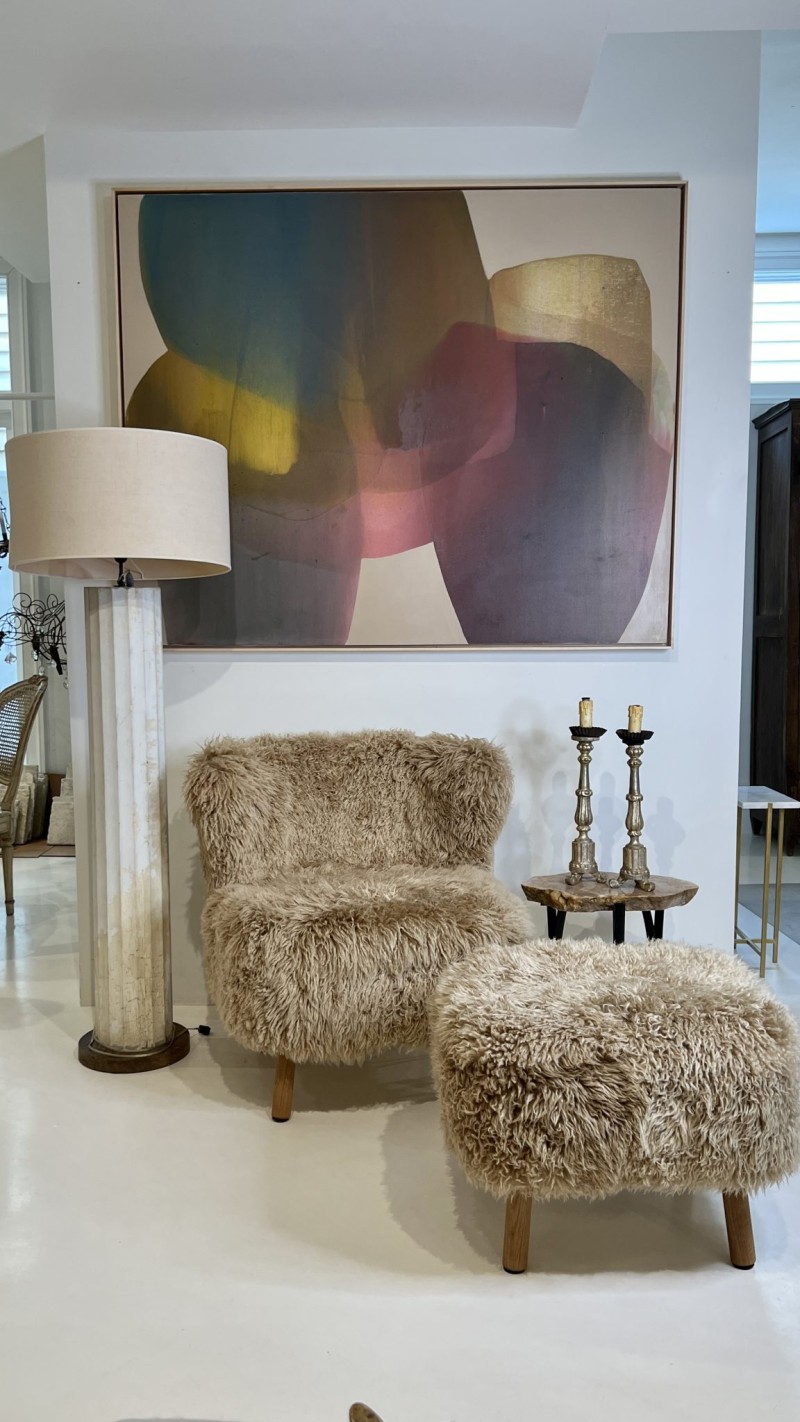 Antique Wooden Column Floor Lamp - Image 2