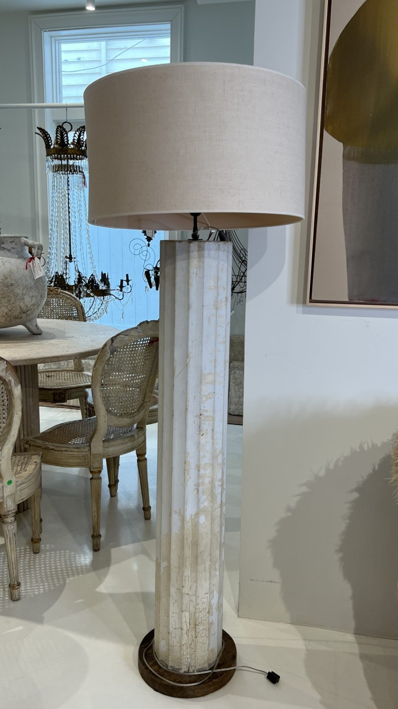 Antique Wooden Column Floor Lamp - Image 3