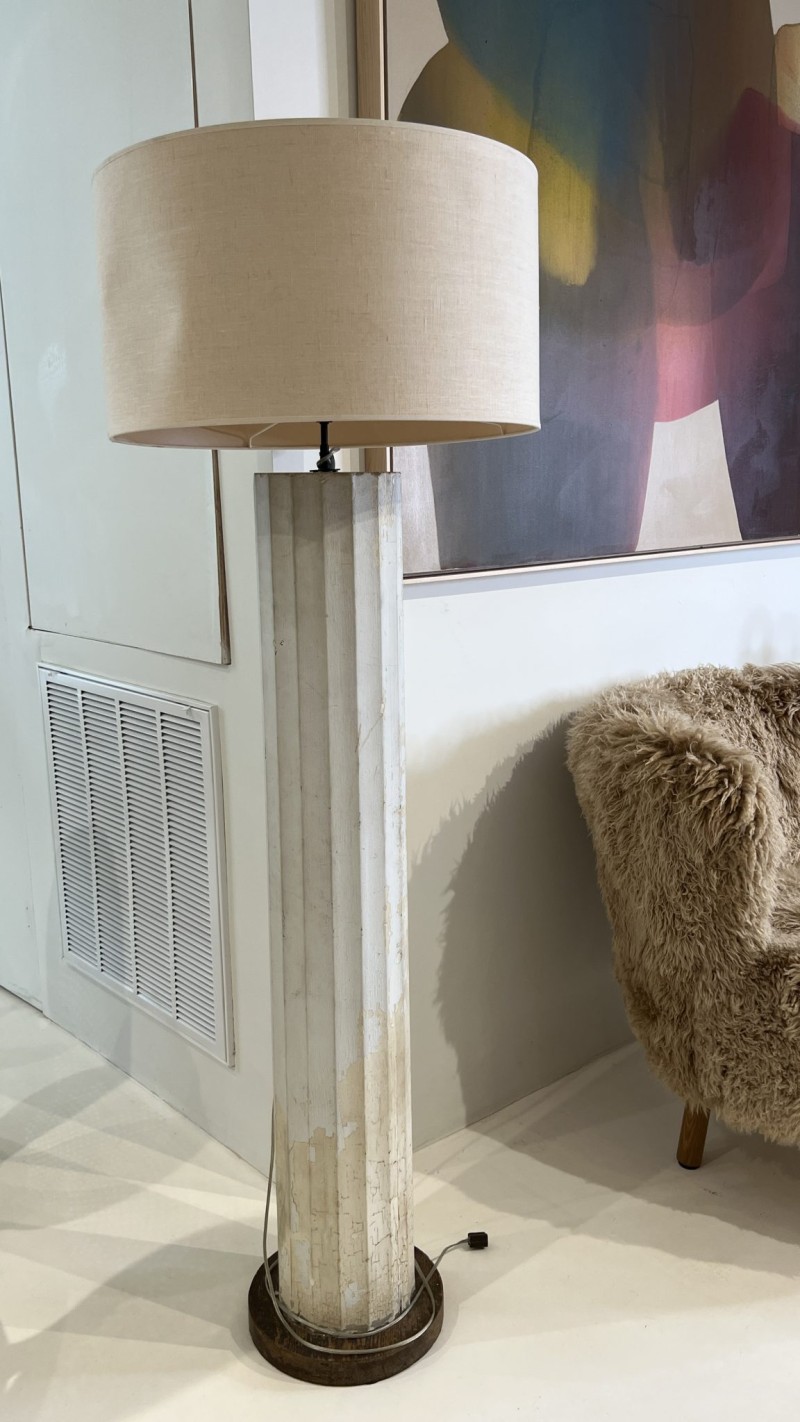 Antique Wooden Column Floor Lamp - Image 4