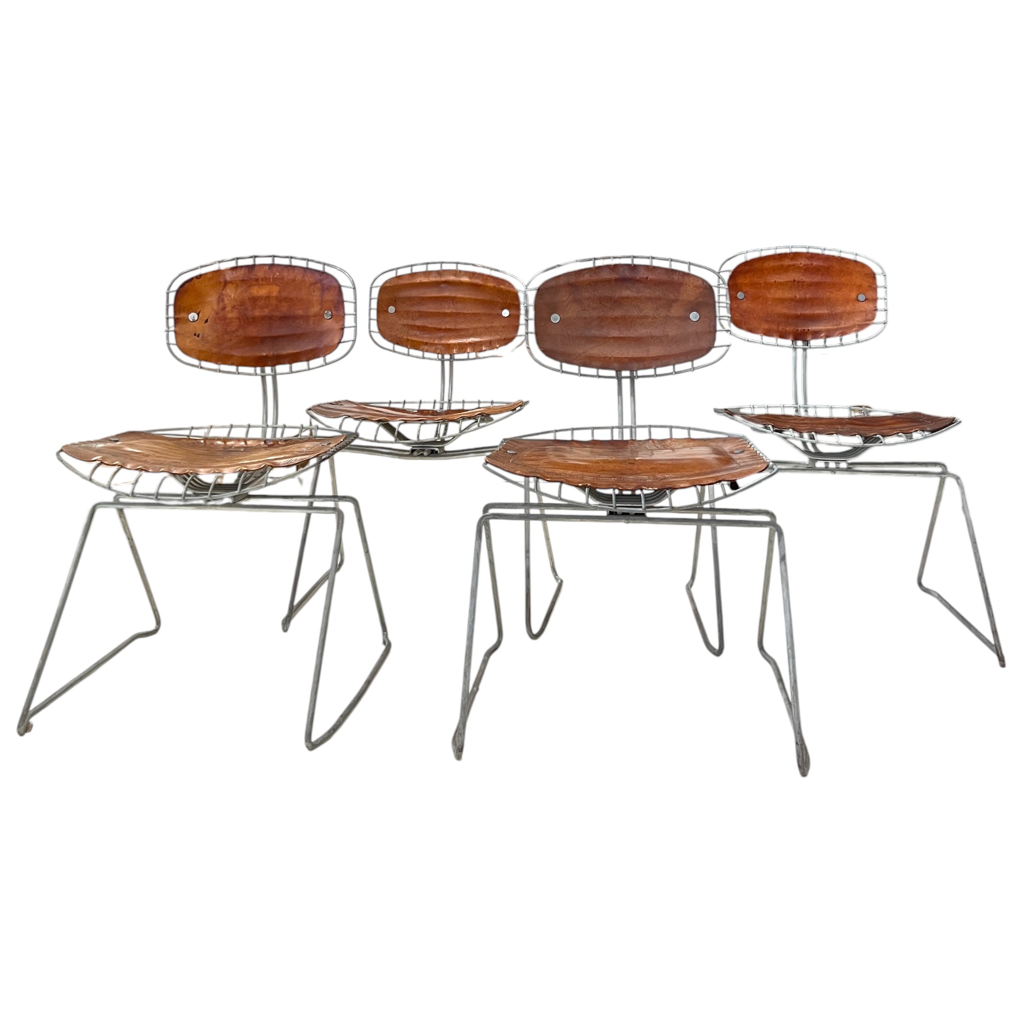 Late 20th Century French Set of 4 Leather & Metal "Beaubourg" Chairs from the Georges Pompidou