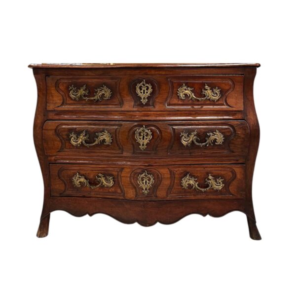 18th Century Louis XIV/XV Walnut Bombe Chest with Hoof Foot
