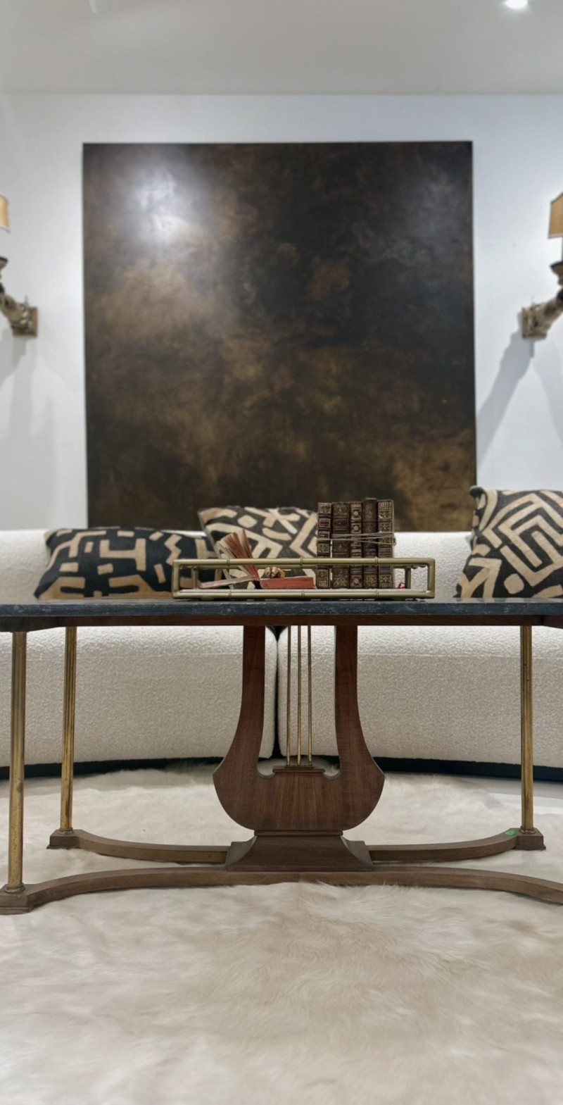 Lyre Coffee Table with Marble Top - Image 7