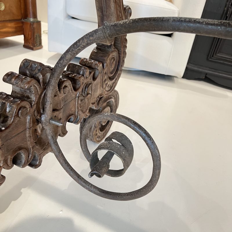 18c Heavily Carved Spanish Table with Iron Stretcher - Image 9