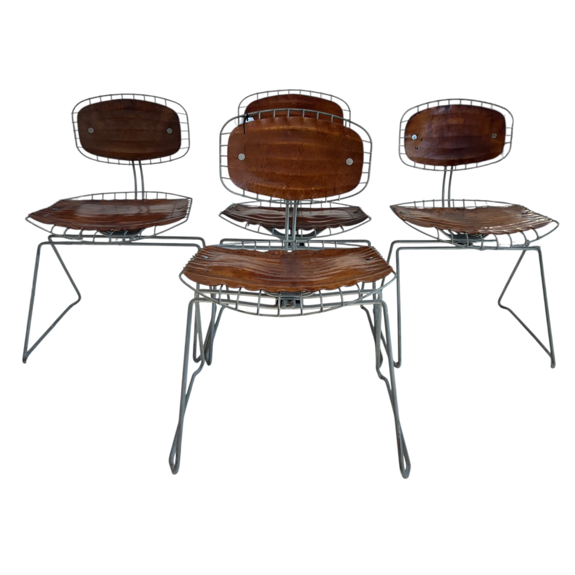 Late 20th Century French Set of 4 Leather & Metal "Beaubourg" Chairs from the Georges Pompidou
