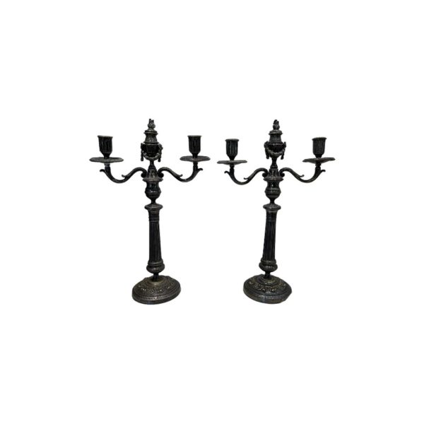 Pair Silver Double Candlesticks