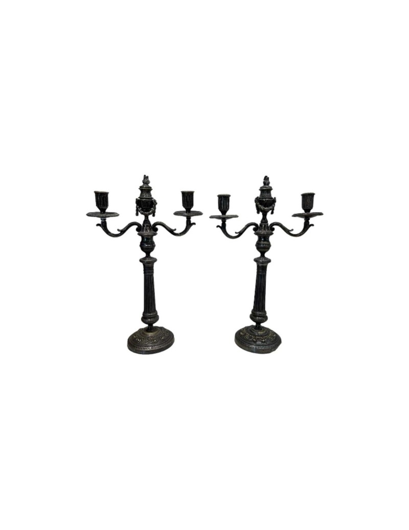 Pair Silver Double Candlesticks