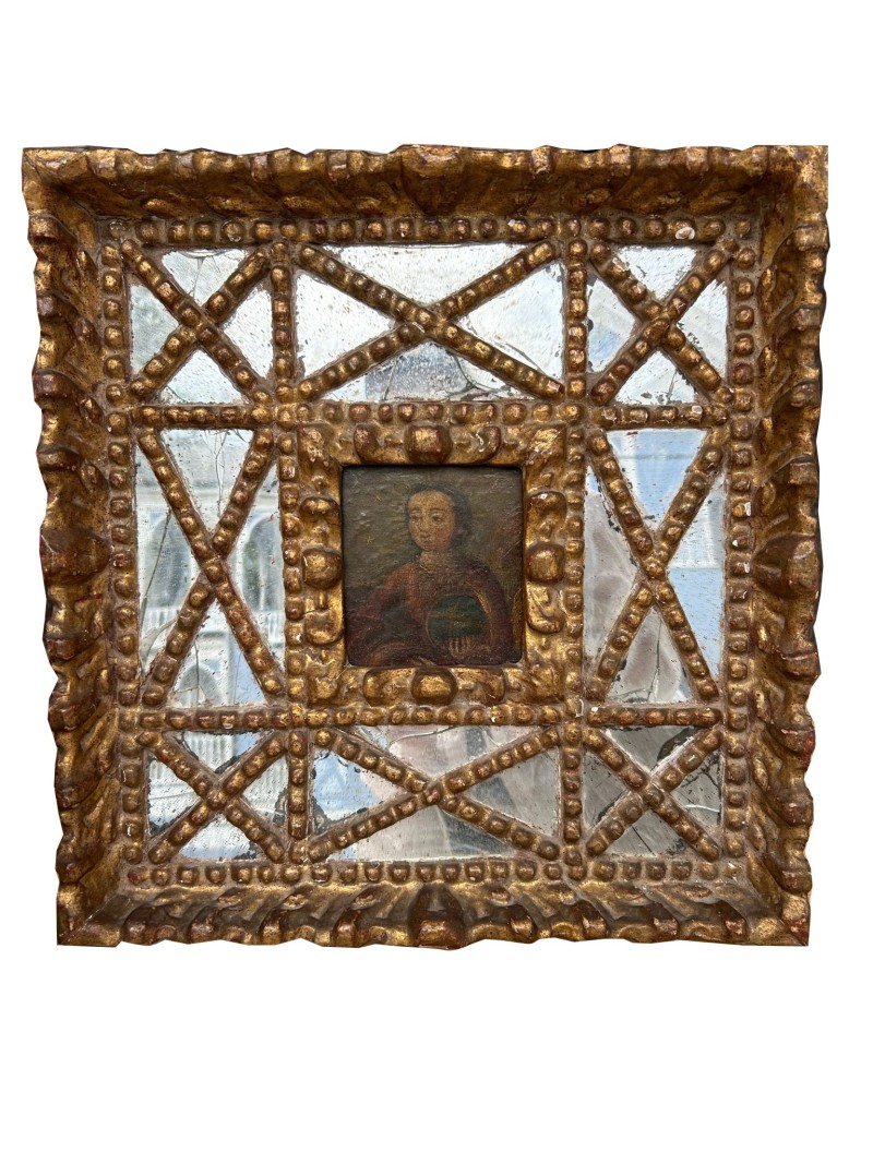 18th Century Mary Queen of Heaven in Mirrored Frame - Image 2