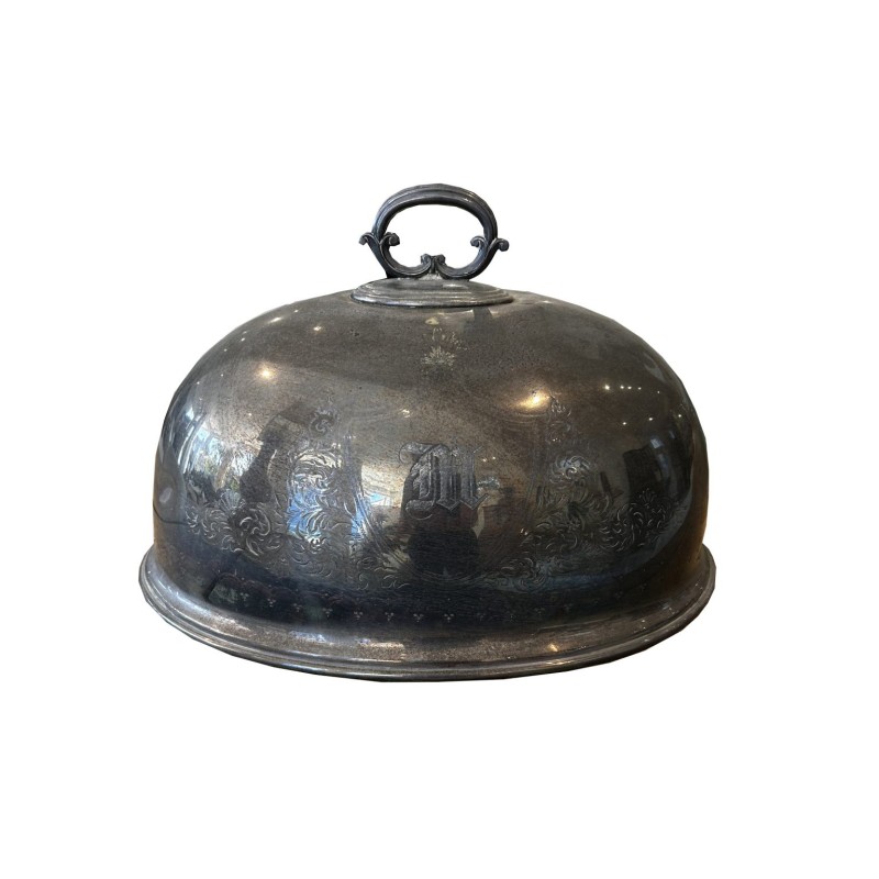 Silver Plate Cloche with M Monogram